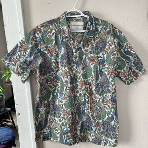 Tori Richard Short-Sleeve Peacock Print Button-Down - Green, Blue, Purple